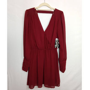Express Trixxi Long Sleeve Short Red Layered Dress
